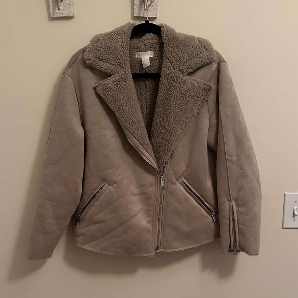 Women's Taupe Shearling Jacket